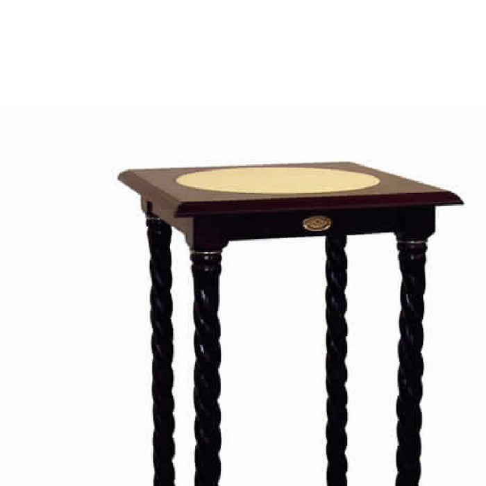 Square Wooden Flower Stand with Bottom Shelf and Curved Legs, Cherry Brown