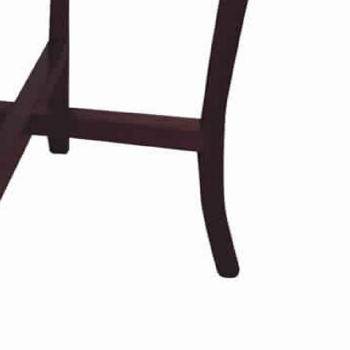 Wooden Round Shaped End Table with Flared legs and 1 Drawer, Cherry Brown