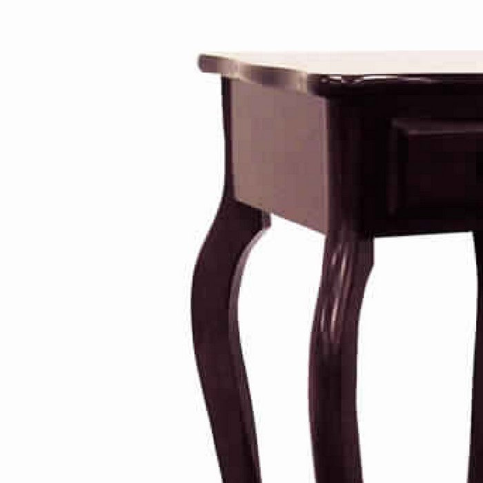 Square Wooden Plant Stand with 1 Drawer and Cabriole Legs, Cherry Brown