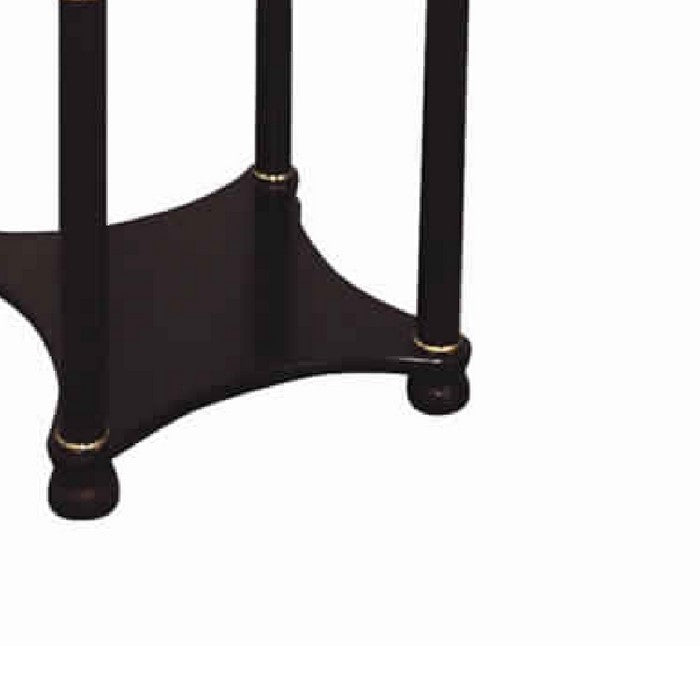 Square End Table with Marble Top and Lower Shelf, Cherry Brown