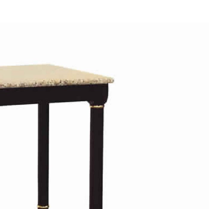 Square End Table with Marble Top and Lower Shelf, Cherry Brown