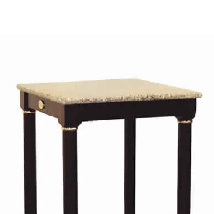 Square End Table with Marble Top and Lower Shelf, Cherry Brown