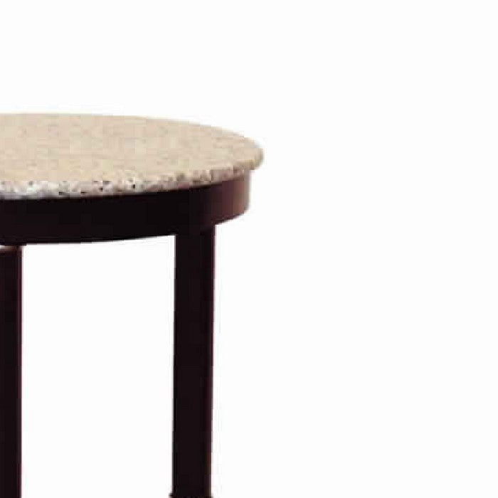 Round Marble Top Wooden End Table with Bottom Shelf, Cherry Brown