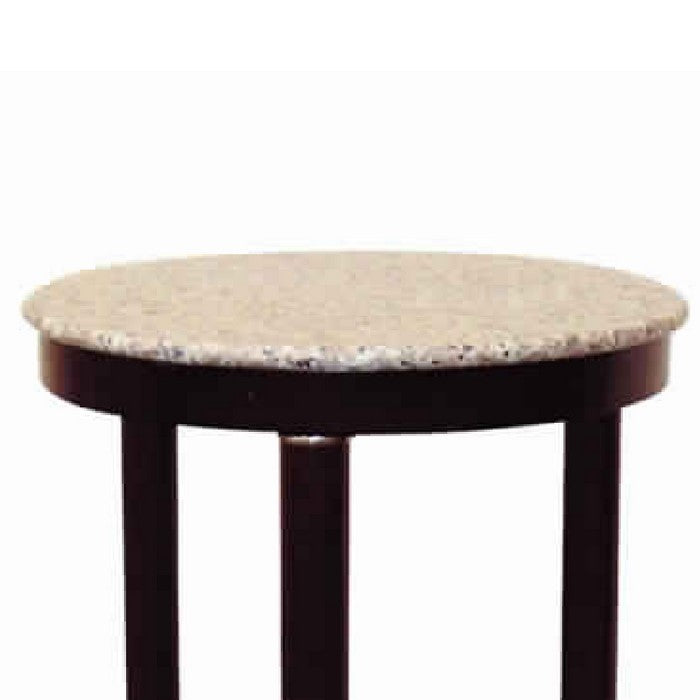 Round Marble Top Wooden End Table with Bottom Shelf, Cherry Brown