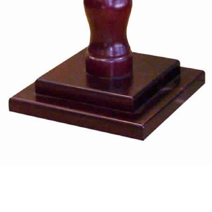 Square Wooden Chess Print Top Table with Pedestal Base, Cherry Brown