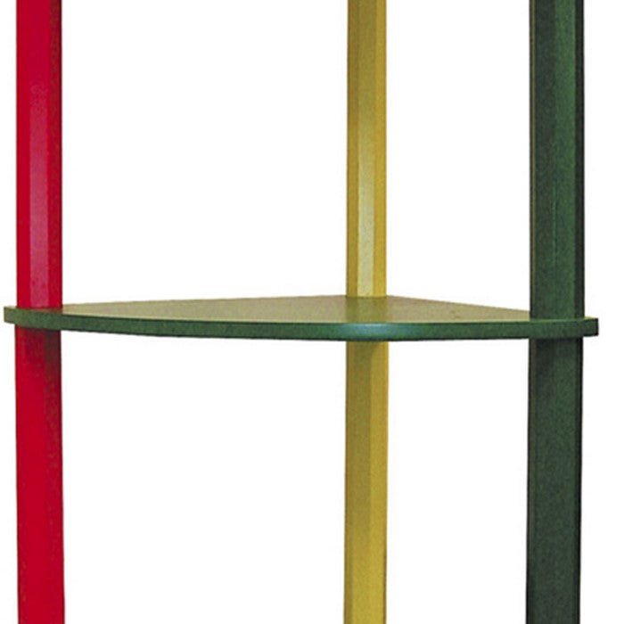 Wooden 3 Tier Kids Corner Shelf with Pencil Theme Legs, Multicolor