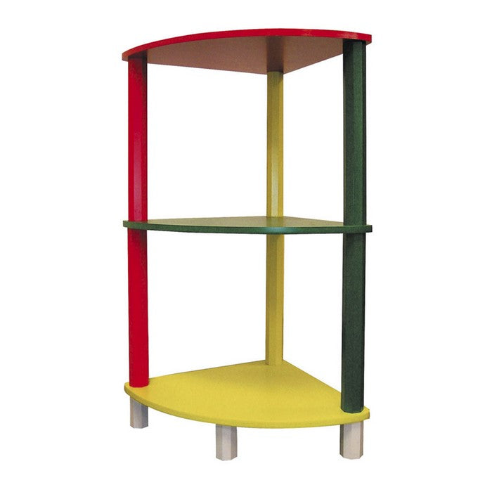 Wooden 3 Tier Kids Corner Shelf with Pencil Theme Legs, Multicolor