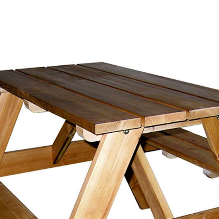 Farmhouse Style Kids Indoor Outdoor Picnic Table, Brown