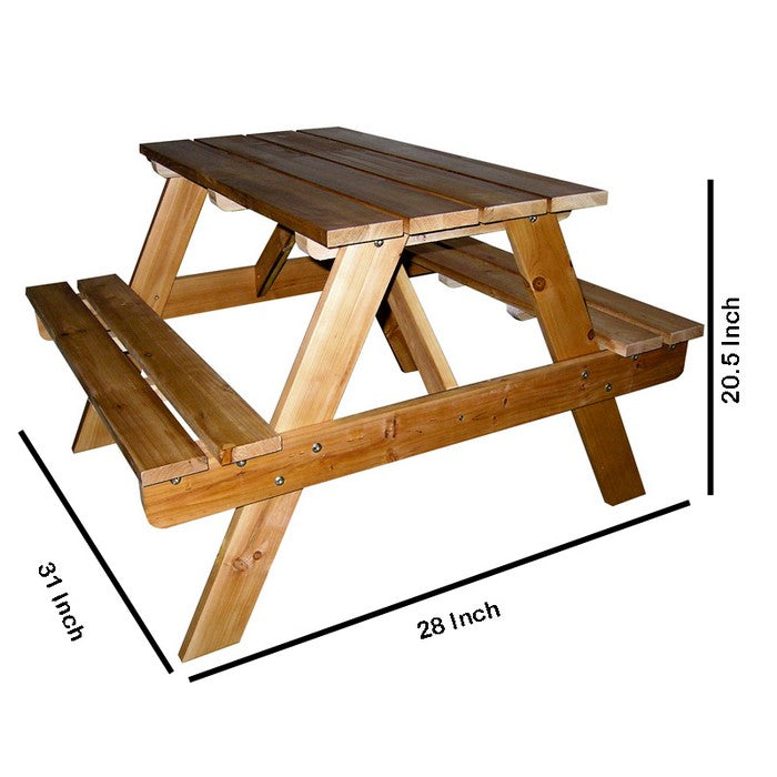Farmhouse Style Kids Indoor Outdoor Picnic Table, Brown