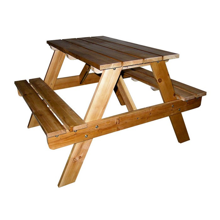 Farmhouse Style Kids Indoor Outdoor Picnic Table, Brown