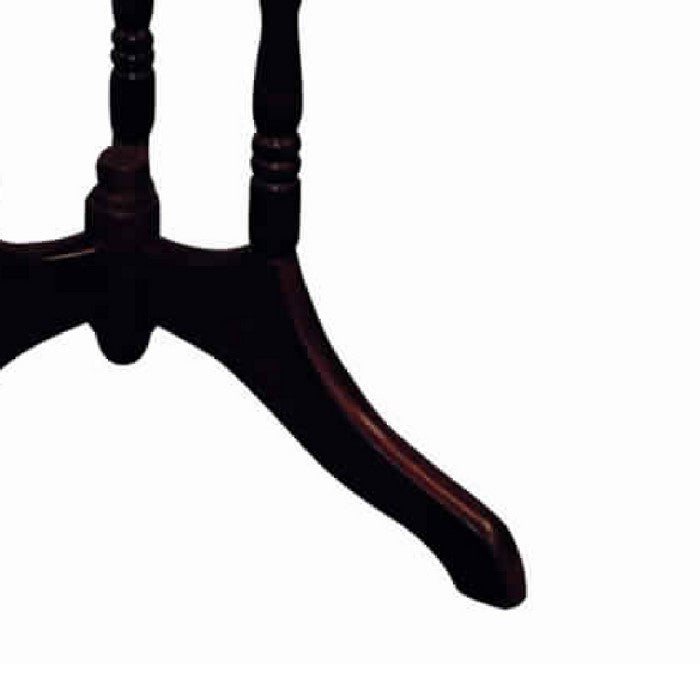 Round Shaped Wooden End Table with Spiral Legs, Cherry Brown