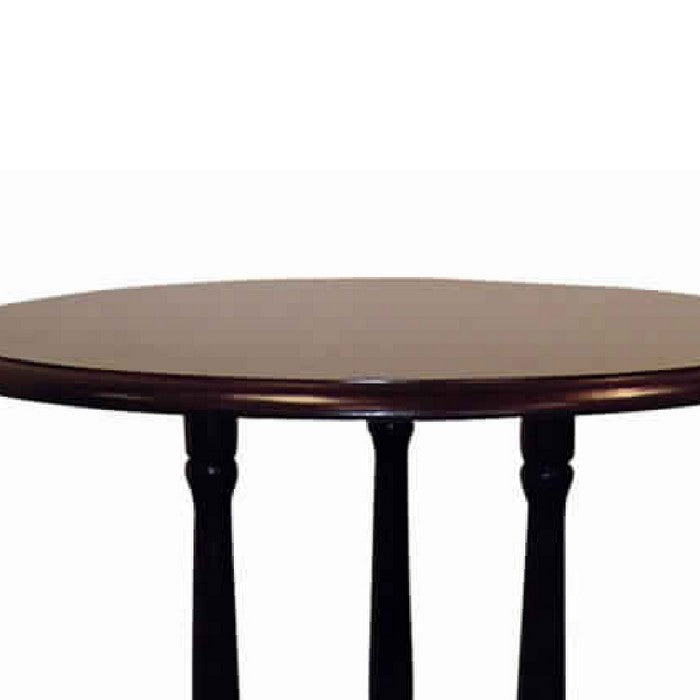 Round Shaped Wooden End Table with Spiral Legs, Cherry Brown