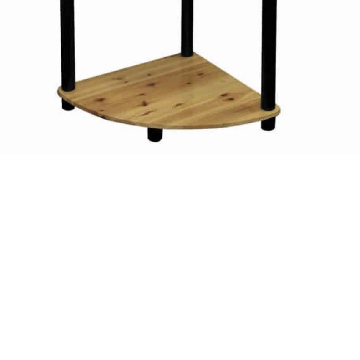 Wood and Metal Corner 4 Tier Spacious Bookshelf, Brown and Black