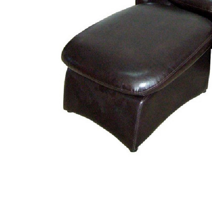 Leatherette Sofa with Sloped Armrests and Separate Leg Rest, Dark Brown