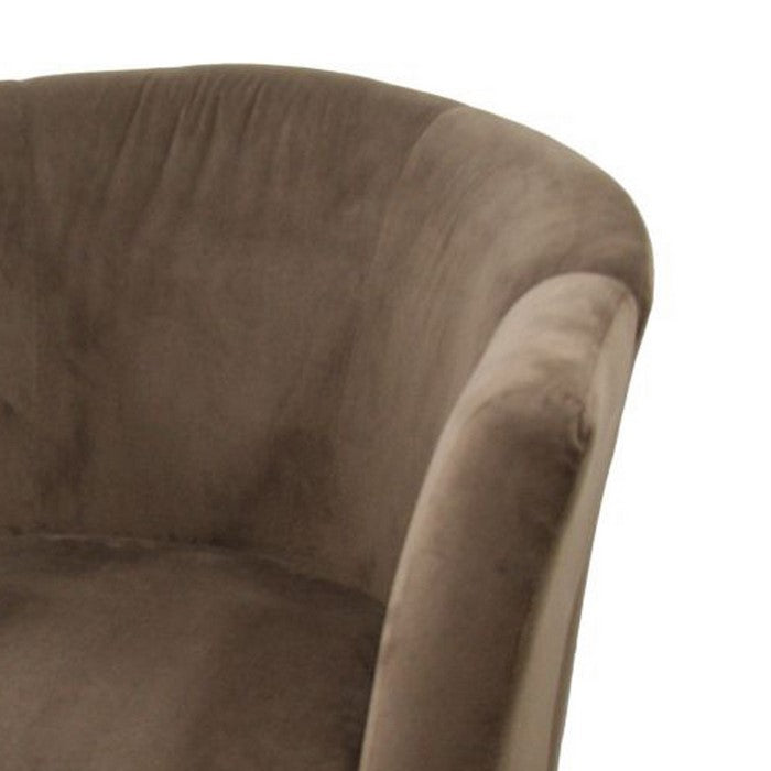 Fabric Upholstered Metal Frame Folding Chair with Flared Arms, Brown