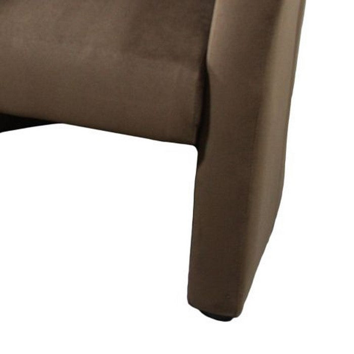 Fabric Upholstered Metal Frame Folding Chair with Flared Arms, Brown