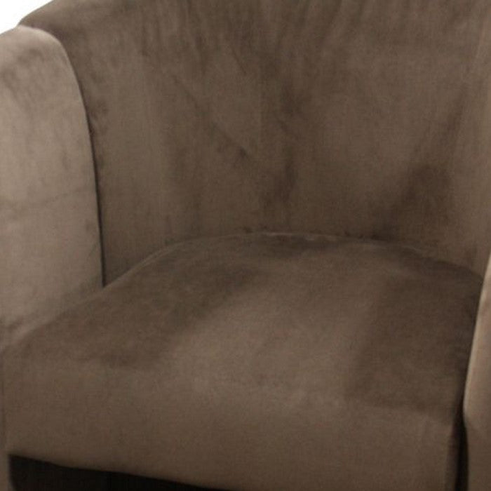 Fabric Upholstered Metal Frame Folding Chair with Flared Arms, Brown