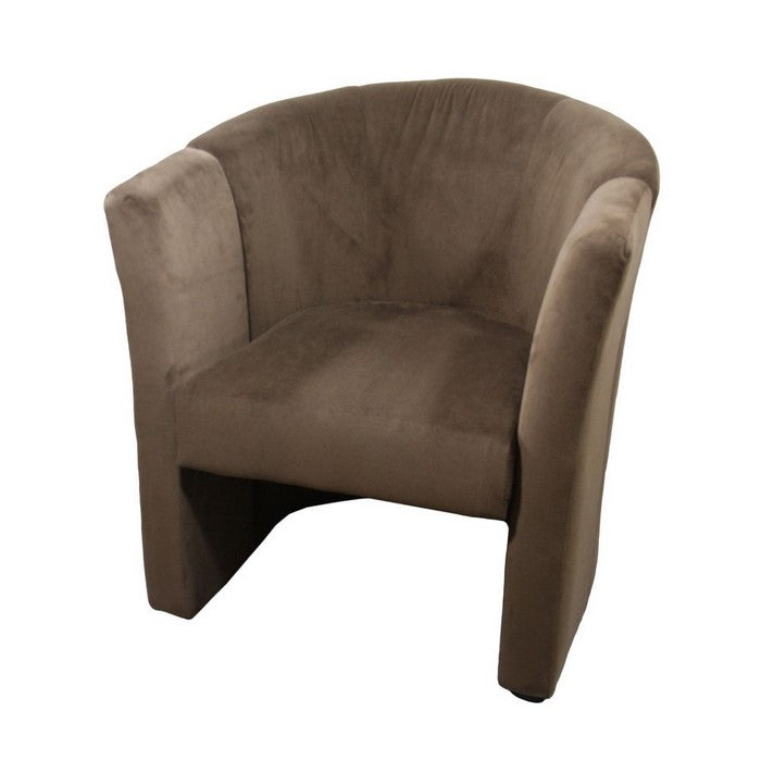 Fabric Upholstered Metal Frame Folding Chair with Flared Arms, Brown
