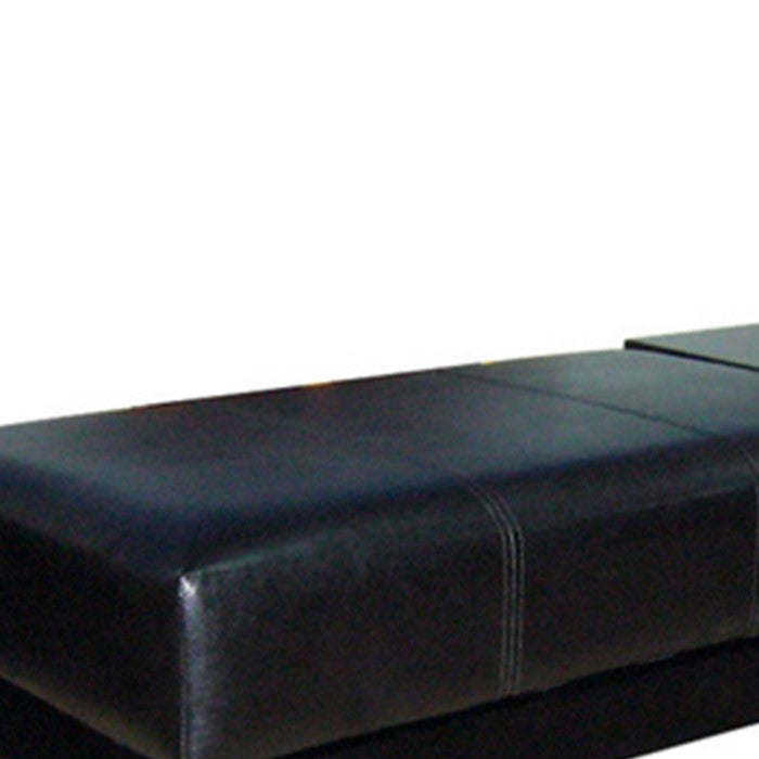 Leatherette Wooden Frame Bench with 1 Drawer, Black