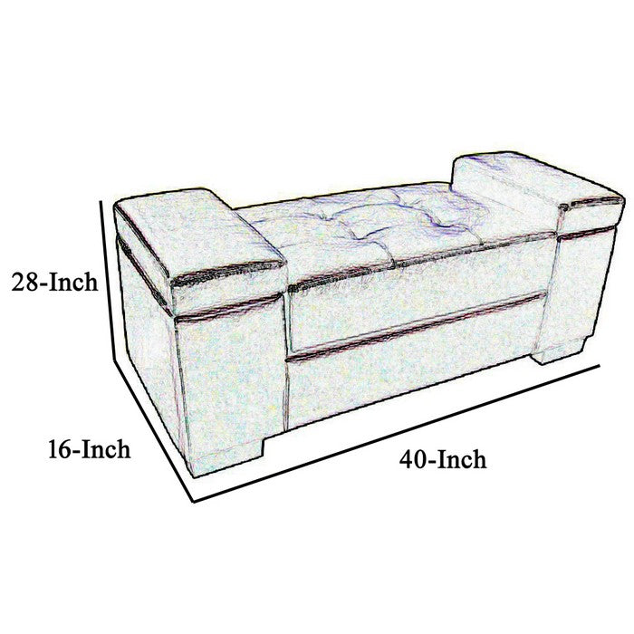 Tufted Leatherette Wood and Metal Frame Storage Bench, Dark Brown