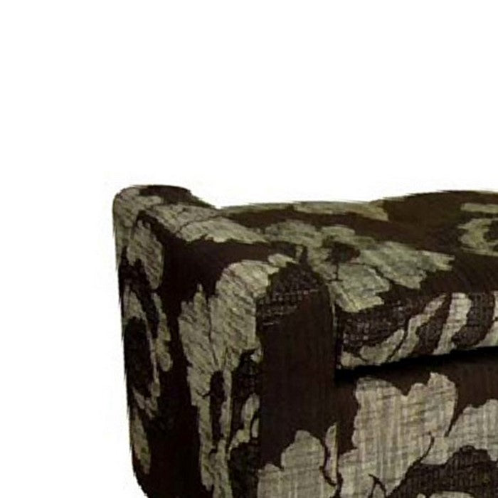 Floral Print Fabric Upholstered Metal Frame Storage Bench, Brown