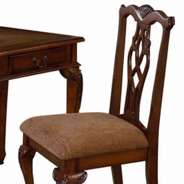 2 Piece Traditional Style Wooden Desk and Chair Set, Brown