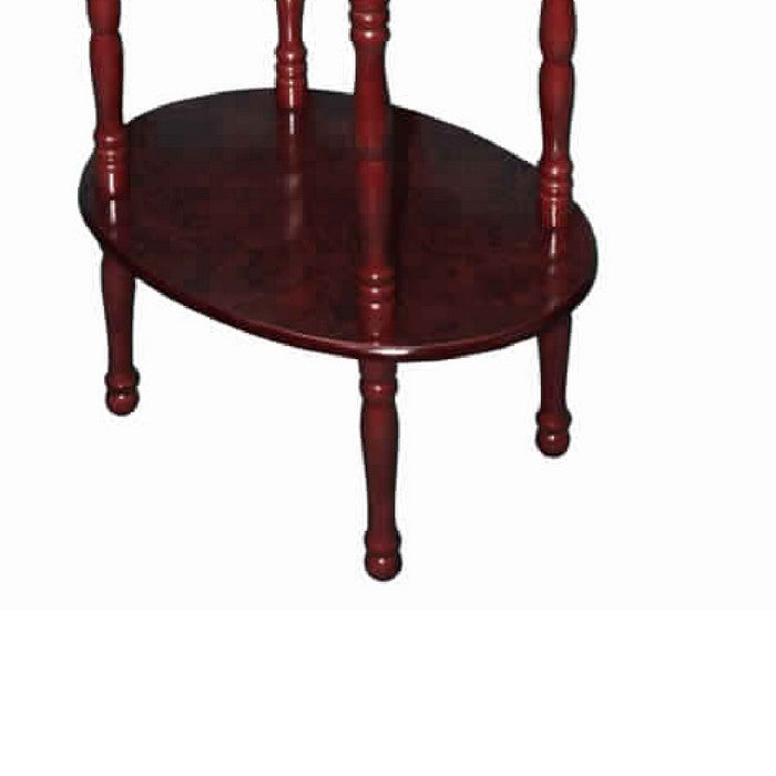 3 Tier Wooden Phone Table with Turned Legs, Cherry Brown