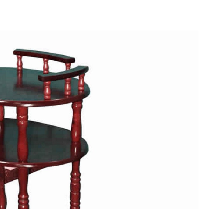 3 Tier Wooden Phone Table with Turned Legs, Cherry Brown