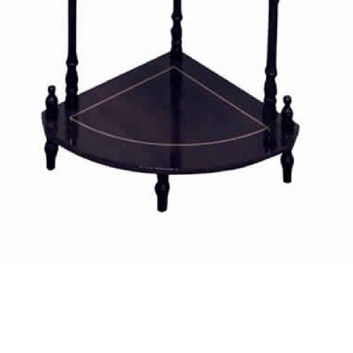 4 Tier Wooden Corner Stand with Turned Legs, Cherry Brown