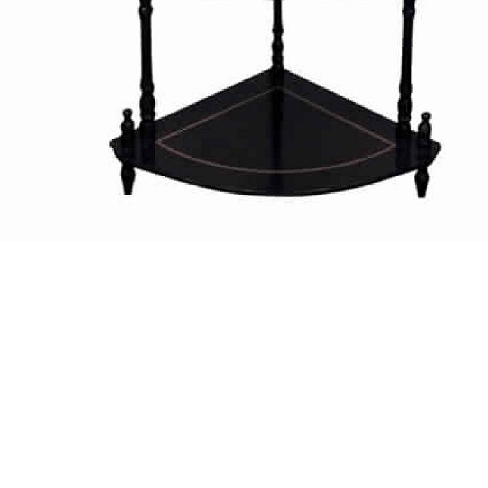 5 Tier Wooden Corner Stand with Turned Legs, Cherry Brown