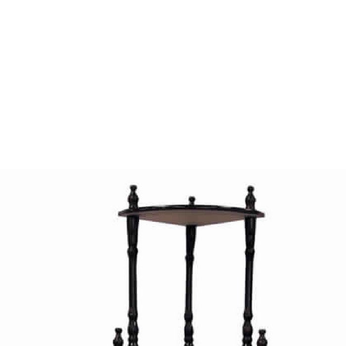 5 Tier Wooden Corner Stand with Turned Legs, Cherry Brown