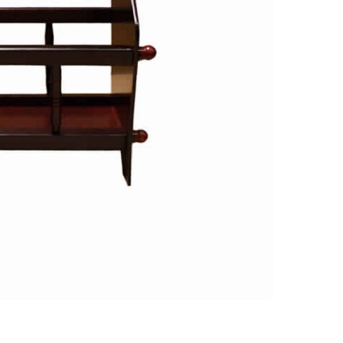 Wooden Magazine Rack with Top Curved Handle, Cherry Brown