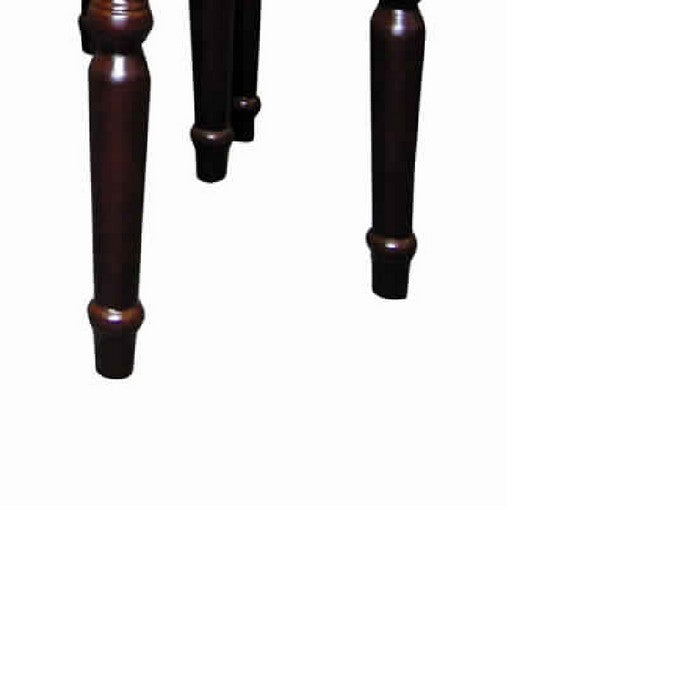 3 Piece Wooden Nesting Tables with Turned Tapered Legs, Cherry Brown