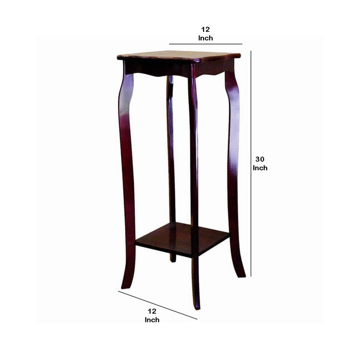 Wooden Phone Table with Cabriole Legs Support, Cherry Brown
