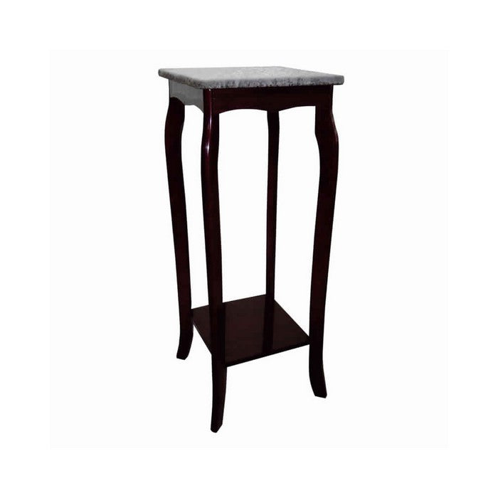 Square Wooden Phone Table with Cabriole Legs, Cherry Brown