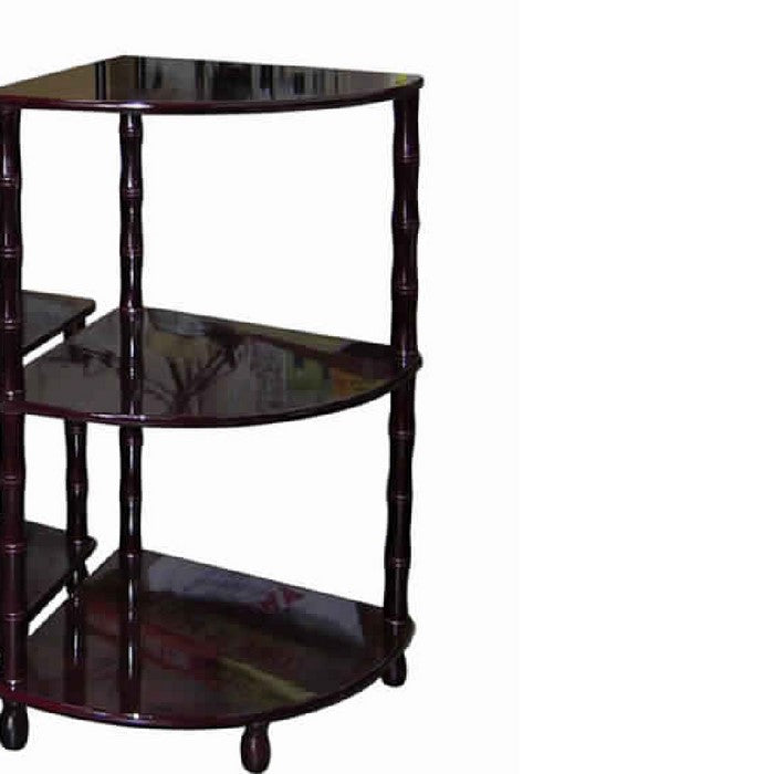 3 Tier Wooden Accent Table Set with Bamboo Style Legs, Dark Brown