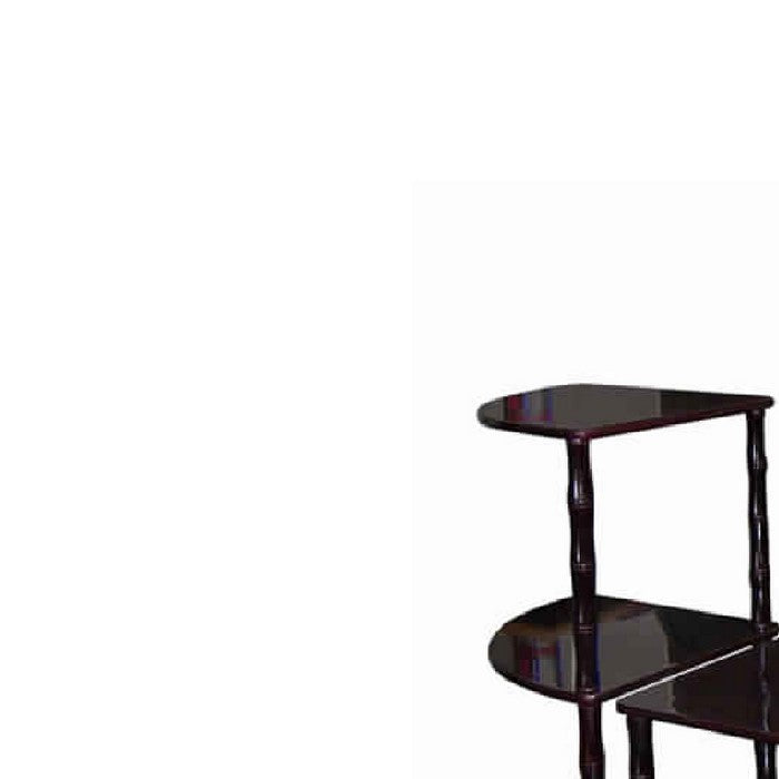 3 Tier Wooden Accent Table Set with Bamboo Style Legs, Dark Brown