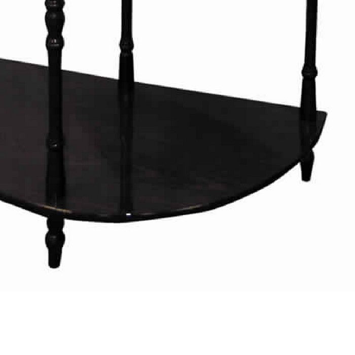 Traditional Style Wooden 3 Tier Half Table with Turned Legs, Dark Brown