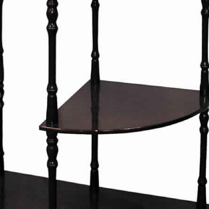 Traditional Style Wooden 3 Tier Half Table with Turned Legs, Dark Brown