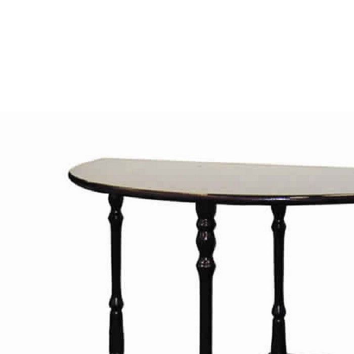 Traditional Style Wooden 3 Tier Half Table with Turned Legs, Dark Brown