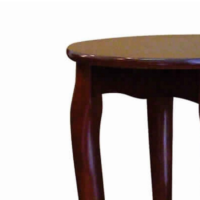 Round Shaped Wooden Coffee Table with Cabriole Legs, Cherry Brown