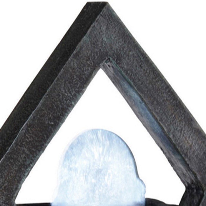 Geometric Polyresin Frame Fountain with Crystal Like Plastic Ball, Brown