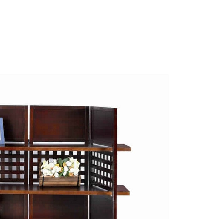 4 Shelf Wooden Bookcase Room Divider with Cutout Design, Brown