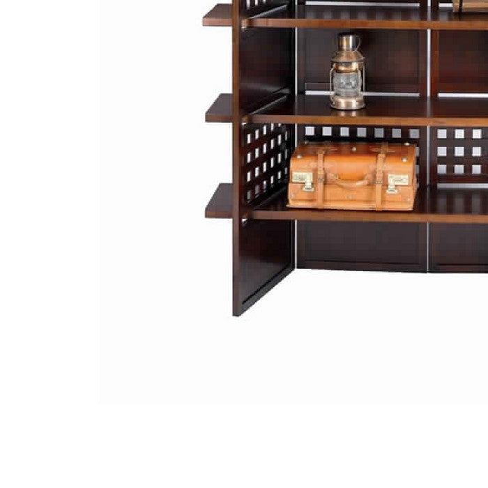 4 Shelf Wooden Bookcase Room Divider with Cutout Design, Brown