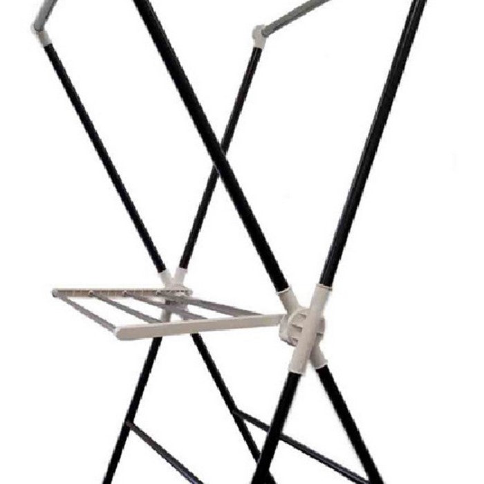 Plastic and Metal Frame Folding Laundry Rack, Black and White
