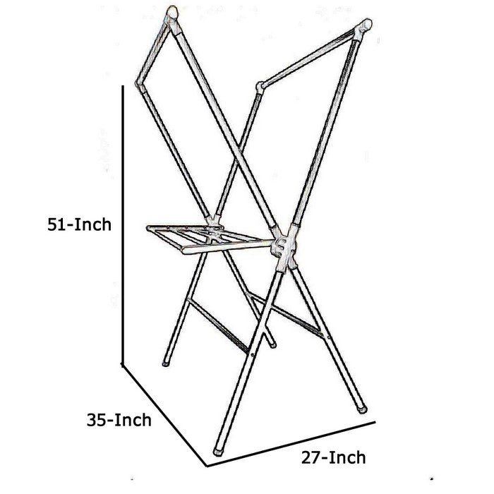 Plastic and Metal Frame Folding Laundry Rack, Black and White