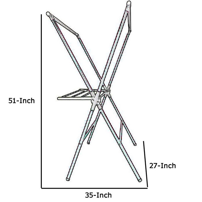 Plastic and Metal Frame Folding Laundry Rack, Pink and White