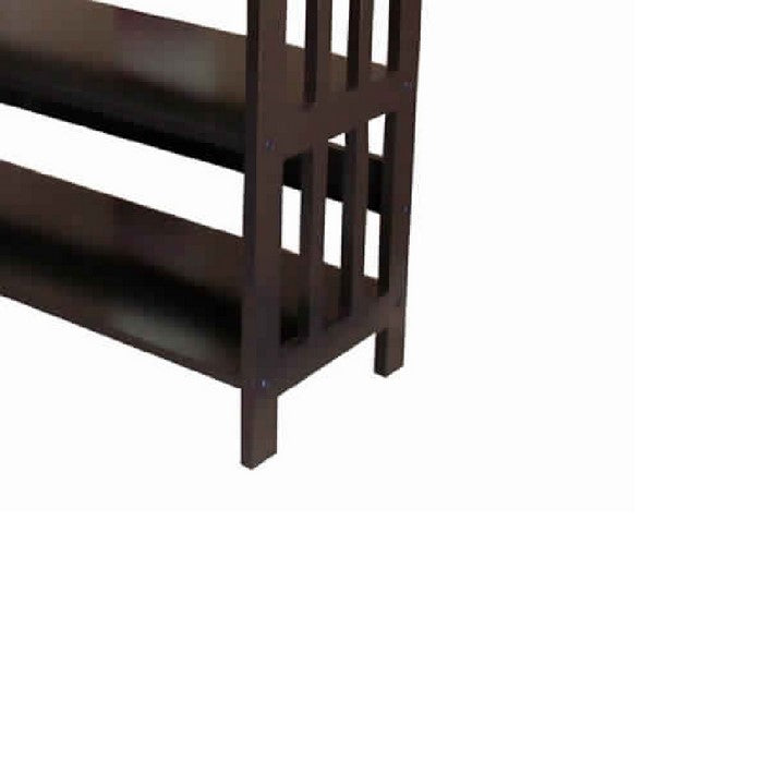3 Tier Spacious Wooden Bookcase with Slatted Sides, Espresso Brown