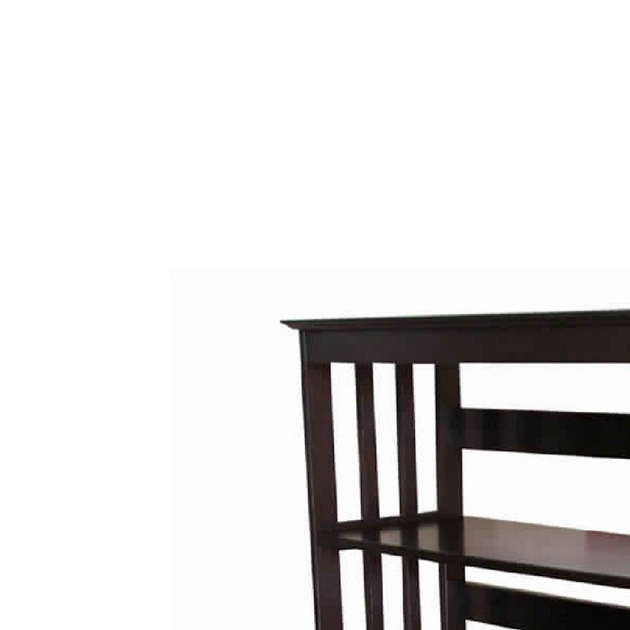 3 Tier Spacious Wooden Bookcase with Slatted Sides, Espresso Brown