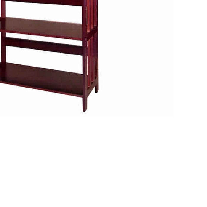 4 Tier Spacious Wooden Bookcase with Slatted Sides, Cherry Brown